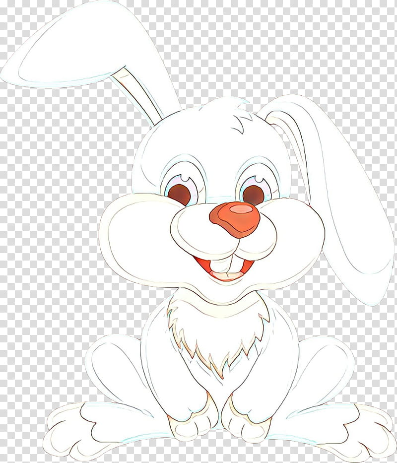 Easter bunny, Cartoon, White, Nose, Head, Rabbit, Line Art, Rabbits And Hares transparent background PNG clipart