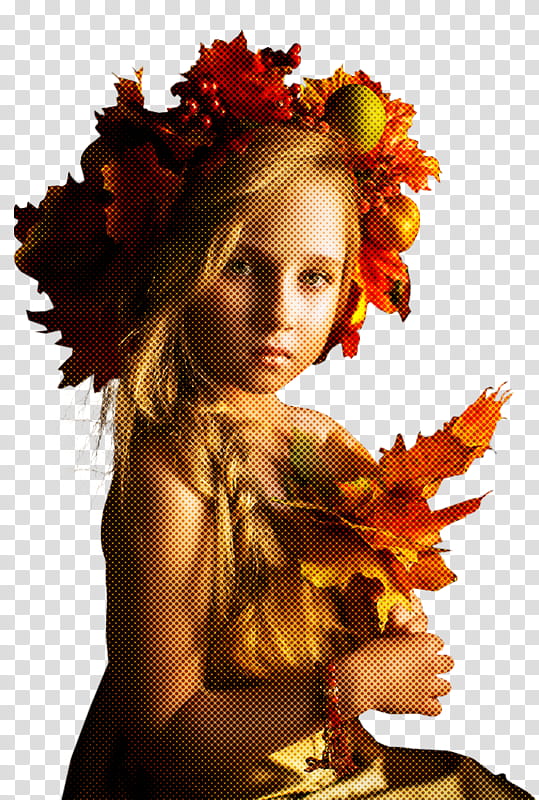 Orange, Hair, Beauty, Yellow, Leaf, Autumn, Plant, Petal transparent background PNG clipart