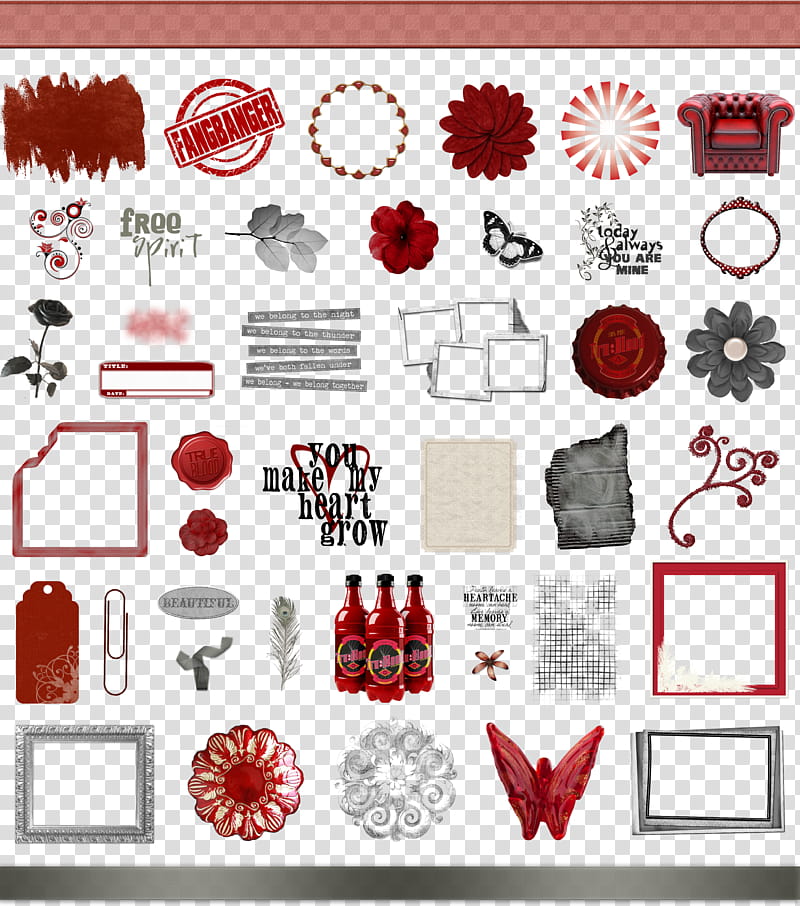 True Blood Vampire Word Art and Clear Cut , red flower illustrations transparent background PNG clipart