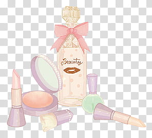 Make up Cosmeticos, multicolored cosmetics bottles transparent background PNG clipart