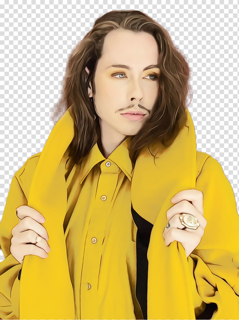 yellow outerwear jacket coat raincoat, Watercolor, Paint, Wet Ink, Gesture, Sleeve, Trench Coat, Neck transparent background PNG clipart