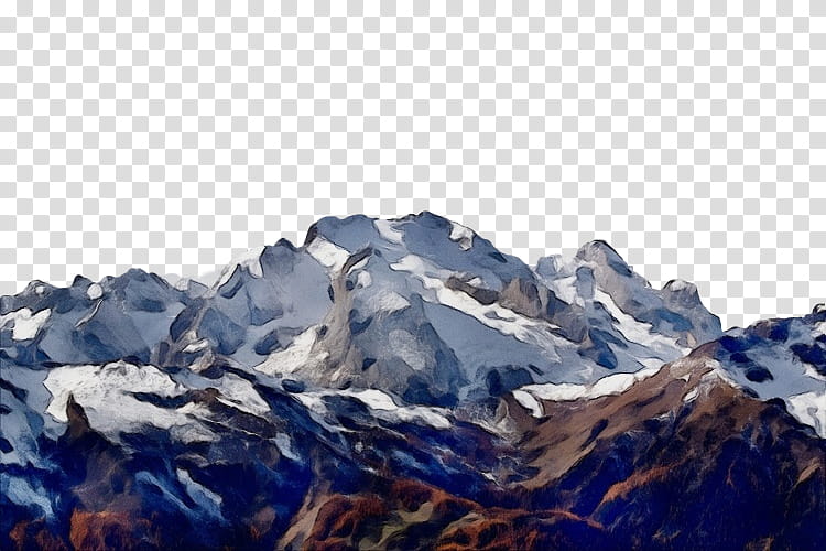 mountainous landforms mountain mountain range glacial landform massif, Watercolor, Paint, Wet Ink, Ridge, Summit, Rock, Glacier transparent background PNG clipart