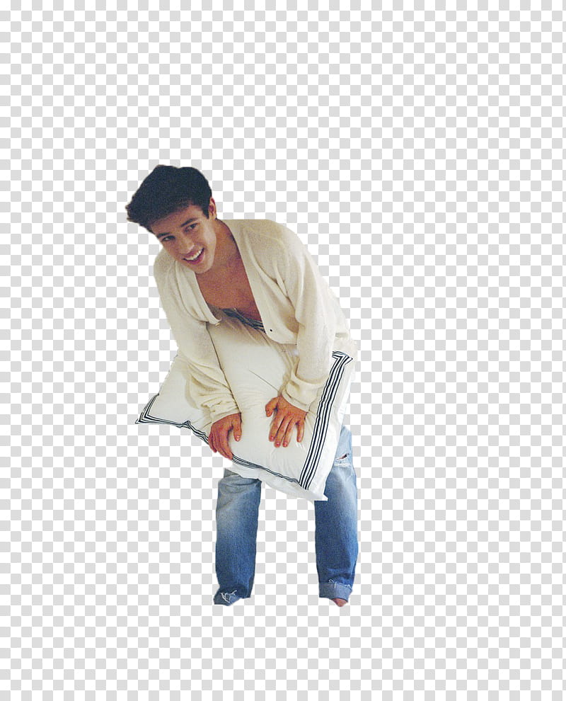 Cameron Dallas , man holding pillow transparent background PNG clipart