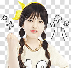 Red Velvet joy kakao talk emoji, woman raising right fist transparent background PNG clipart