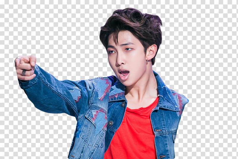 Namjoon BTS, man pointing finger white shouting transparent background PNG clipart