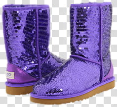 Shoes set, purple UGG Sparkle boots transparent background PNG clipart