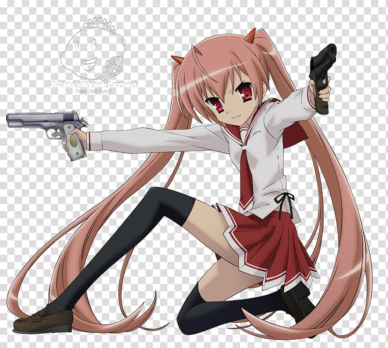 Hidan no Aria, Hinda no Aria holding two pistols transparent background PNG clipart