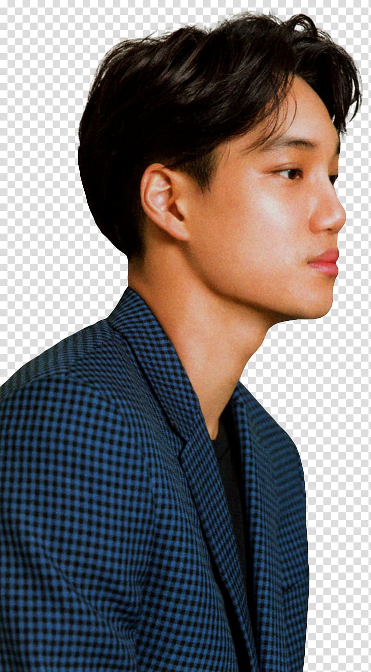 EXO Kai haru hana, man wearing blue and black notched-lapel blazer transparent background PNG clipart