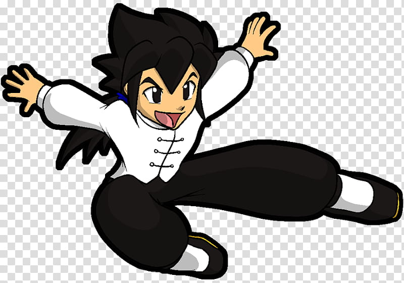 Shiro Flying Kick, male in white top and black bottoms illustration transparent background PNG clipart