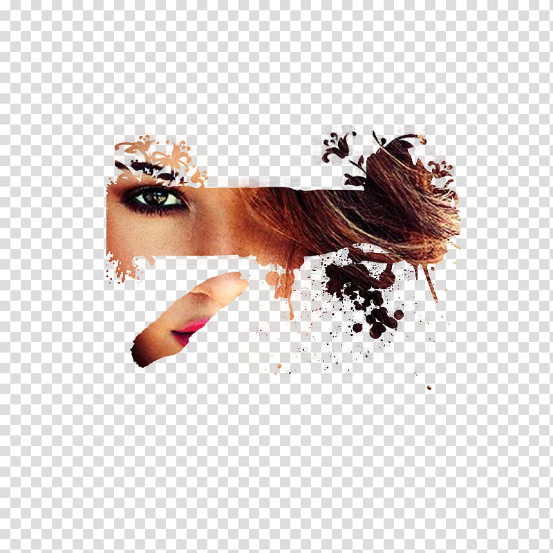 woman's hair covering left eye transparent background PNG clipart