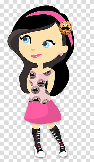 Cookie Pink Doll, girl wearing pink dress transparent background PNG clipart