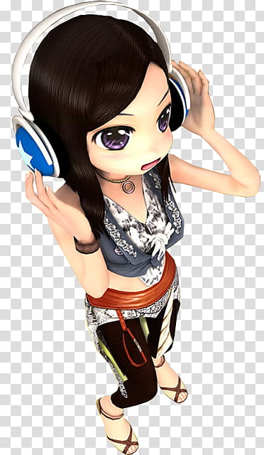 Audition Online Renders, girl listening on headphones transparent background PNG clipart