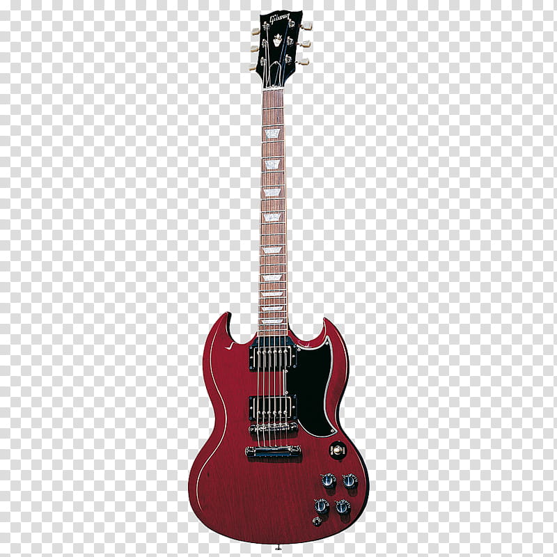 red and black SG guitar transparent background PNG clipart