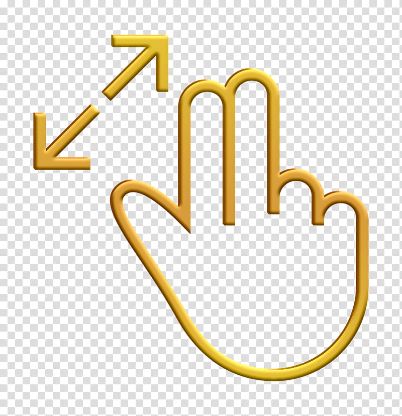 fingers icon gesture icon hand icon, Out Icon, Resize Icon, Two Icon, Line, Yellow, Logo transparent background PNG clipart