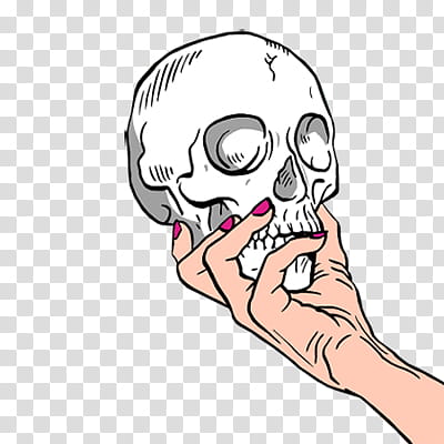 , person holding white human skull illustration transparent background PNG clipart