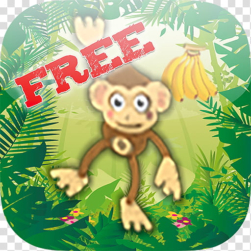 Green Grass, Monkey, Eating, Banana, Cartoon transparent background PNG clipart