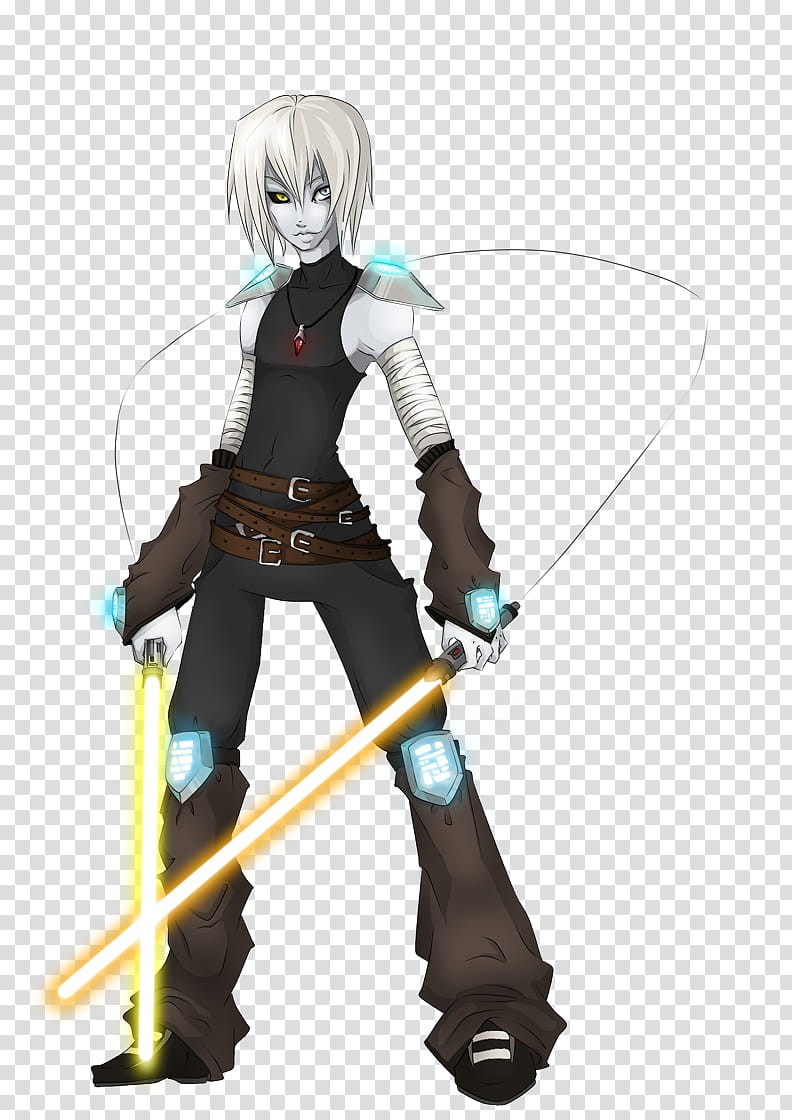 Star Wars OC, male character holding light saber swords transparent background PNG clipart