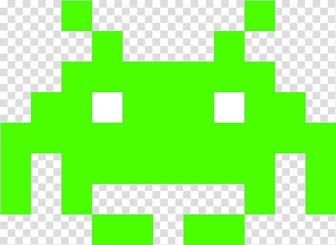 space invaders logo green