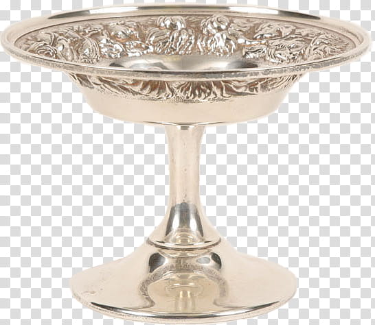 Silver Chalices, silver floral metal footed tray transparent background PNG clipart
