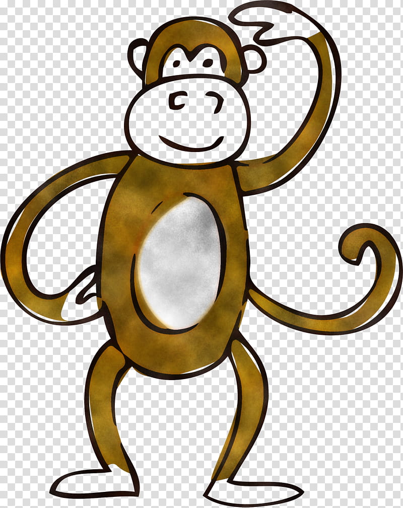 cartoon pleased line art old world monkey, Cartoon transparent background PNG clipart
