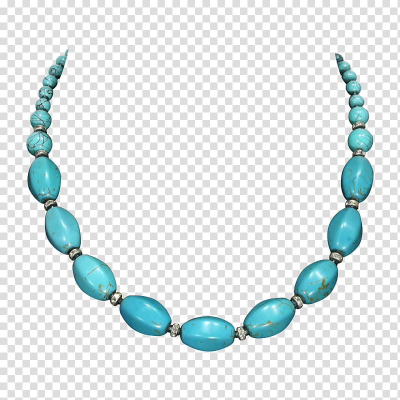 Turquoise necklace, blue beaded necklace transparent background PNG clipart