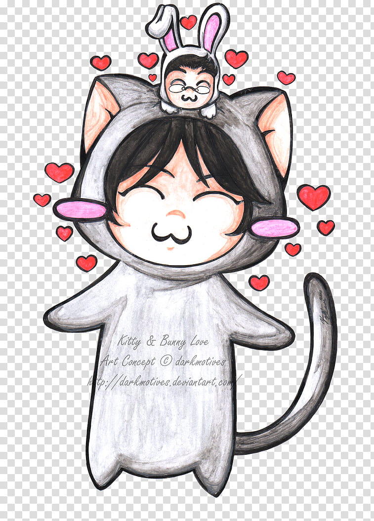 Kitty and Bunny Love transparent background PNG clipart