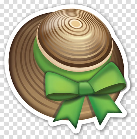 EMOJI STICKER , brown sunhat with green bow transparent background PNG clipart