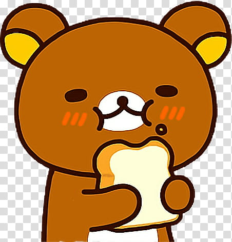 MOCHI SOFT, brown bear eating emoji illustration transparent background PNG clipart