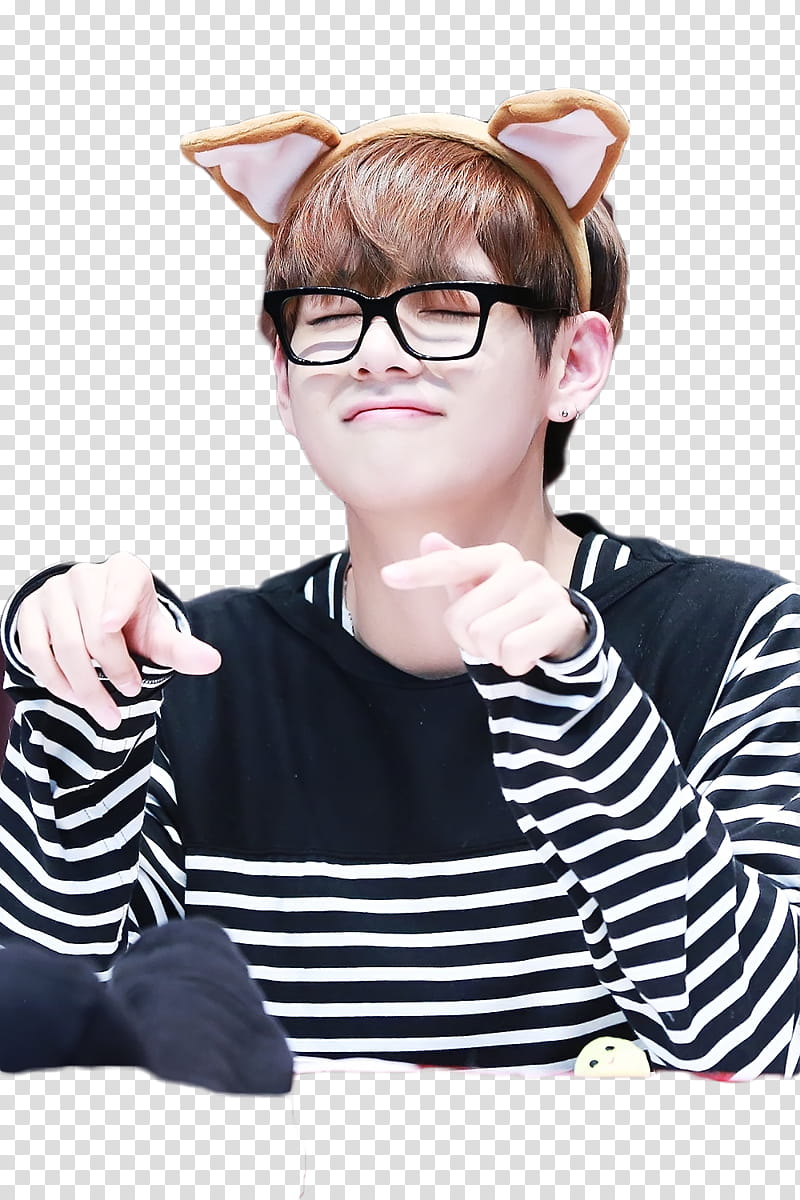 V BTS, Kim Tae tae wearing alice band and eyeglasses transparent background PNG clipart