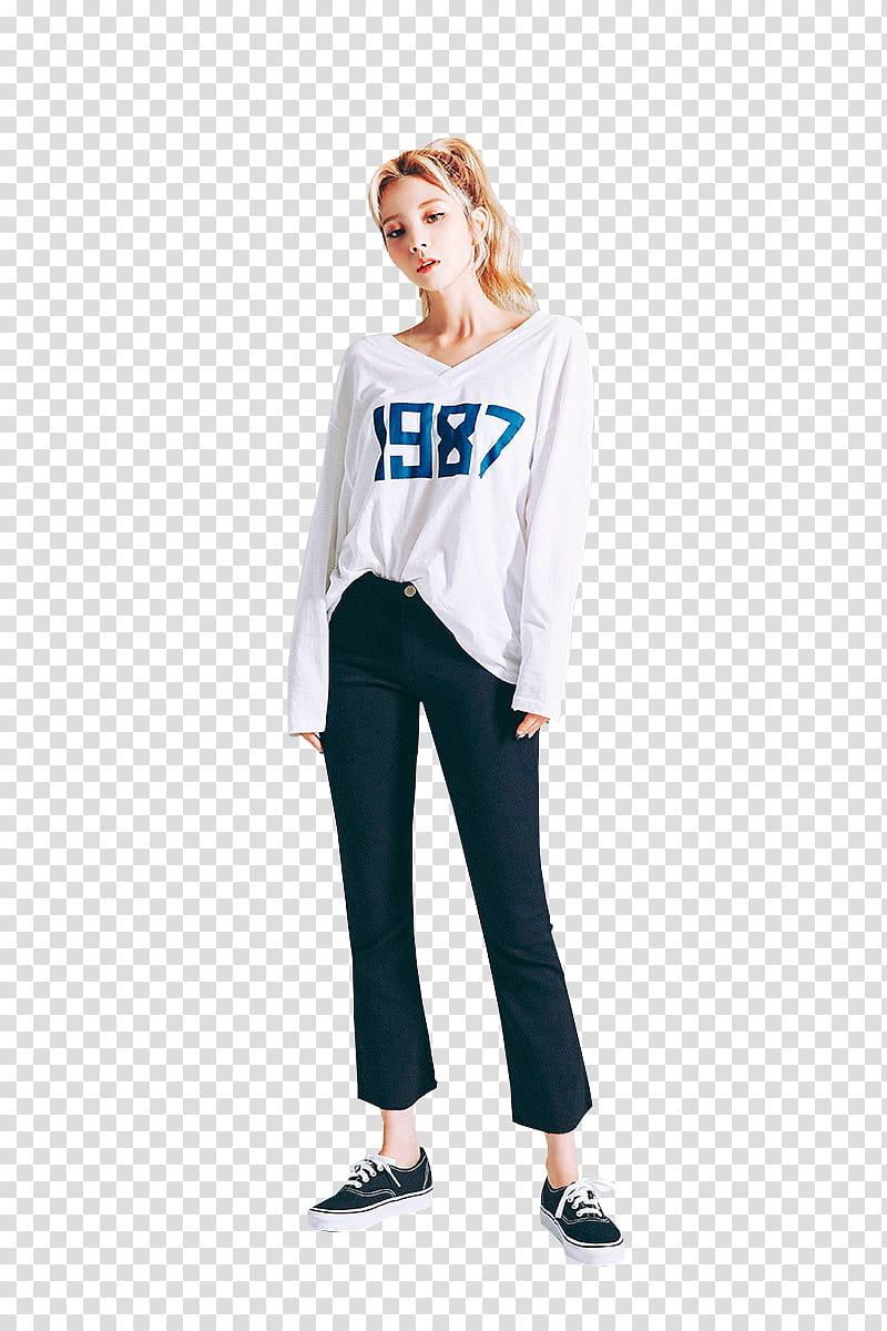 CHAE EUN, woman wearing long-sleeved shirt while standing transparent background PNG clipart