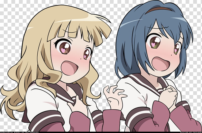 Himawari and Sakurako, Right in the Kokoro, two female anime character wall paper transparent background PNG clipart