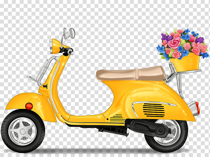 Car Scooter, Vespa, Motorized Scooter, Pound, Yellow transparent background PNG clipart