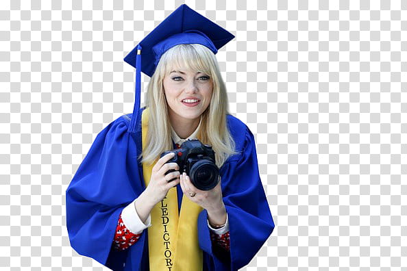 Emma Stone, Emma Stone holding black DSLR camera transparent background PNG clipart