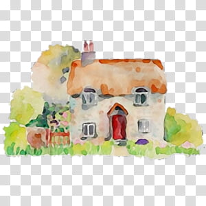 Watercolor, Paint, Wet Ink, Sticker, Watercolor Painting, House, Cottage, Adhesive transparent background PNG clipart thumbnail