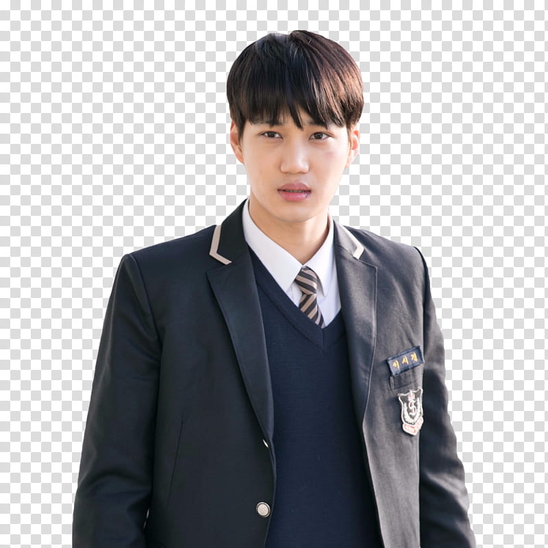 Kai EXO ANDANTE, standing man in black and blue uniform transparent background PNG clipart