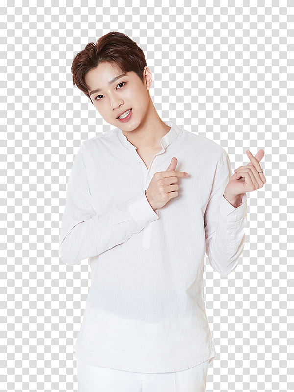 WANNA ONE S , man doing finger heart transparent background PNG clipart