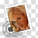 Stamp icons Part , Jessica Alba #, smiling woman postage illustration transparent background PNG clipart