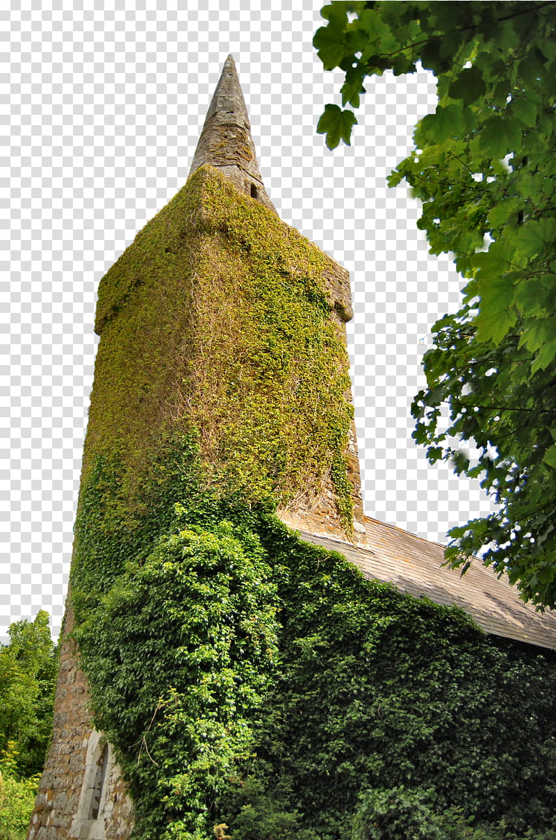 Old Church, green tower transparent background PNG clipart