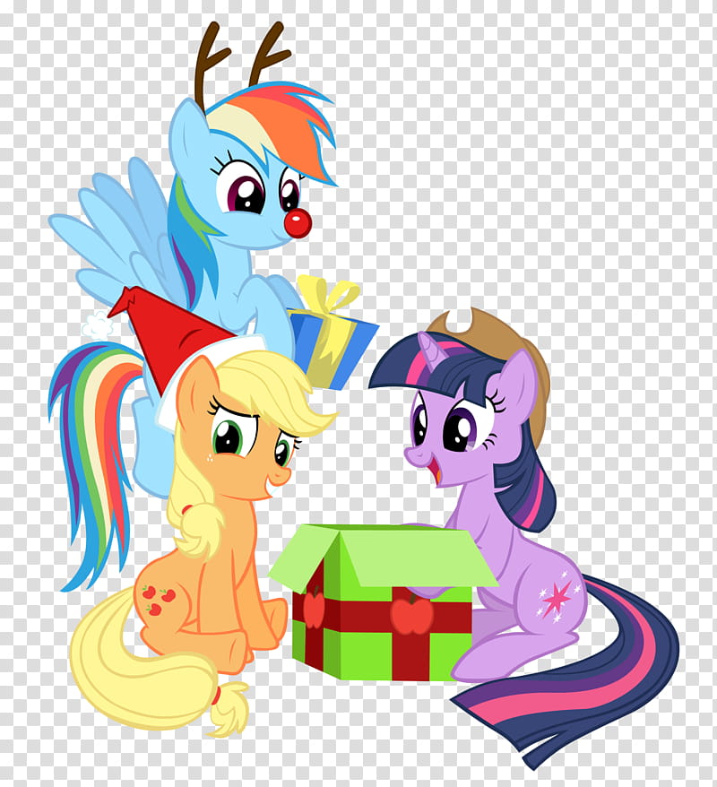 Merry Christmas Twilight, three My Little Pony characters transparent background PNG clipart