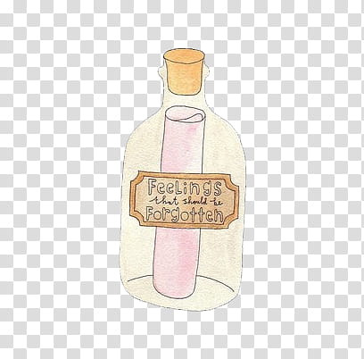 Vintage, feelings that should be forgotten-printed bottle illustration transparent background PNG clipart