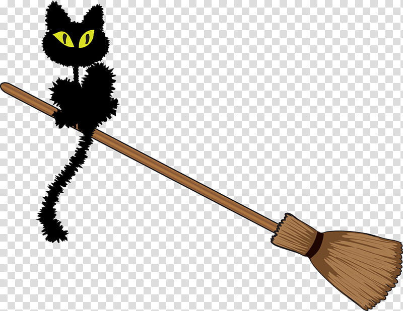 Halloween Black Cat, Broom, Witch, Halloween , Magic, Brush, Toilet Brush, Tool transparent background PNG clipart