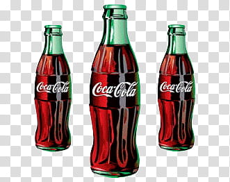 , three opened Coca-Cola bottles transparent background PNG clipart