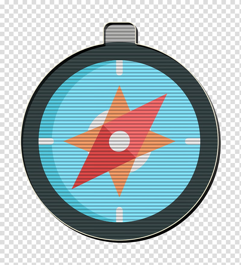 Compass icon Tropical icon, Aqua, Turquoise, Orange, Tree, Circle, Symbol, Flag transparent background PNG clipart