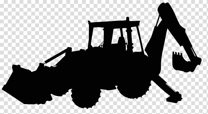 Backhoe Vehicle, Excavator, Tractor, Heavy Machinery, Backhoe Loader, Blackandwhite transparent background PNG clipart