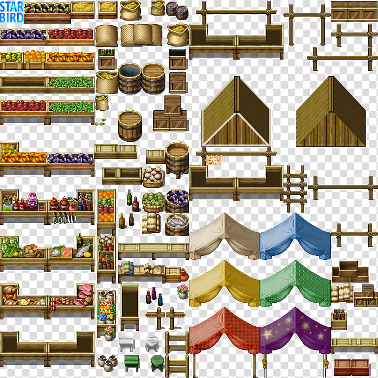 Outdoor Market Tileset RMMV transparent background PNG clipart