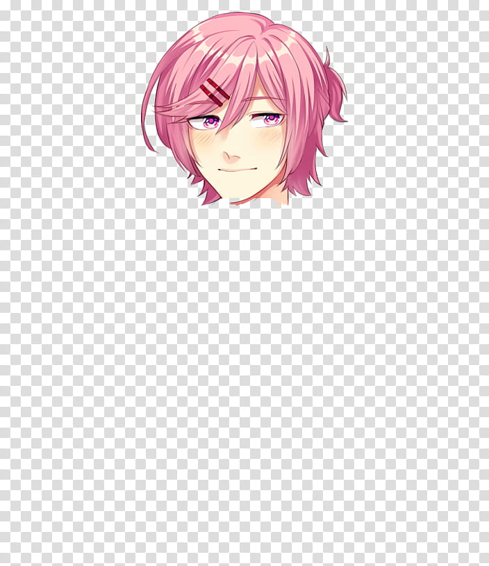 DDLC R All Character Sprites FREE TO USE, pink-haired male anime character illustration transparent background PNG clipart