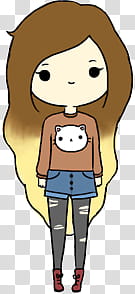 Doll Cat, brown haired anime girl illustration standing on black background transparent background PNG clipart