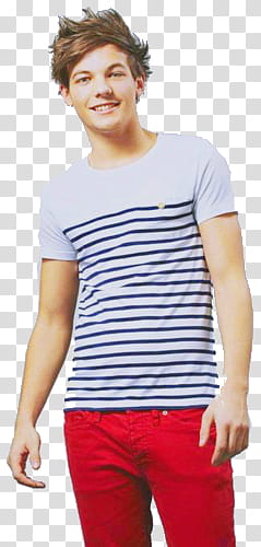 ONE DIRECTION c, man wearing white and black striped crew-neck t-shirt transparent background PNG clipart