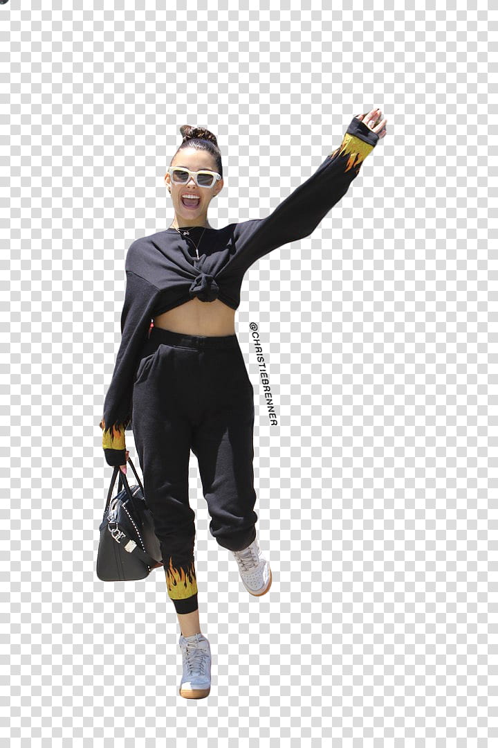 Madison Beer , woman carrying black leather bag transparent background PNG clipart