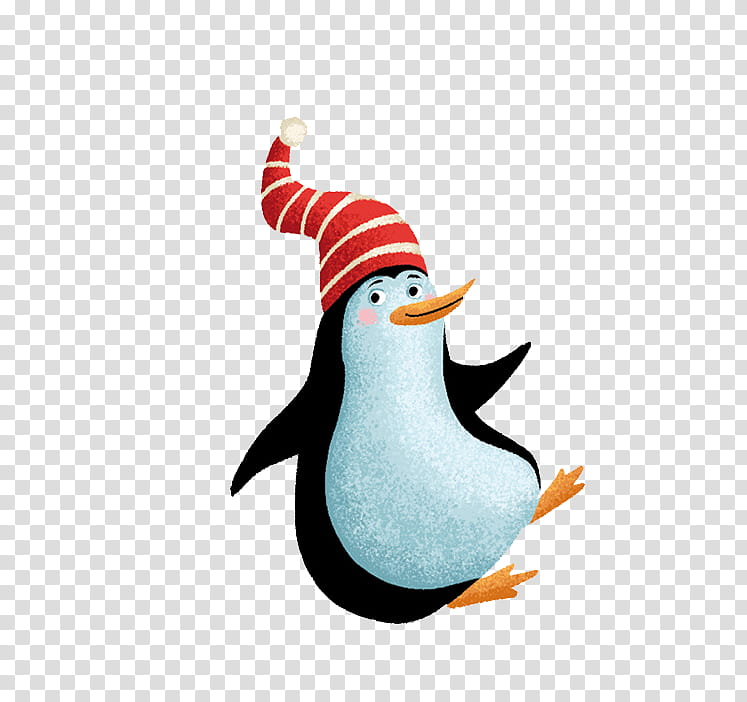 Christmas Resource , penguin wearing red and white striped hat illustration transparent background PNG clipart